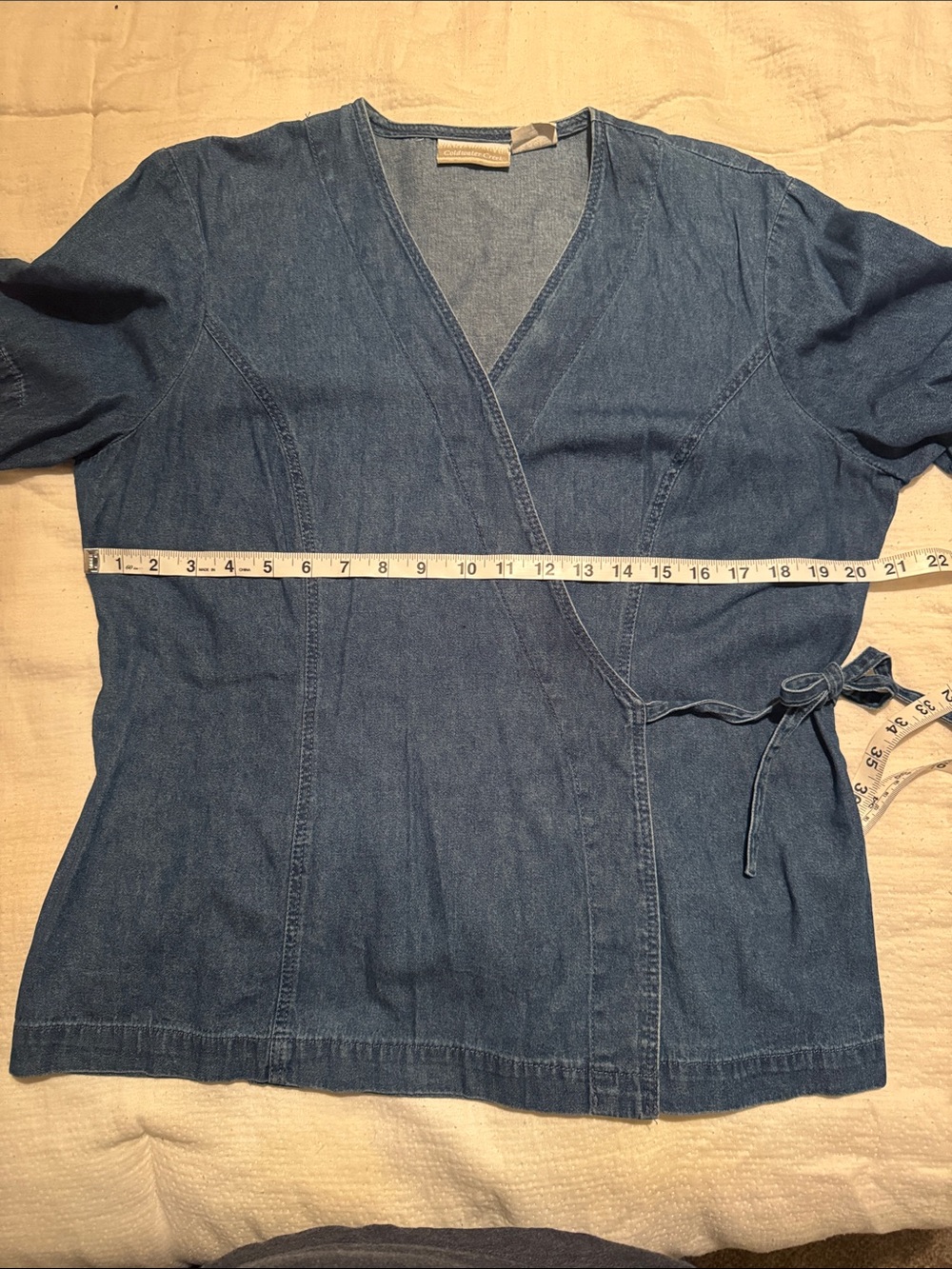 Vintage Coldwater Creek Denim-Style Wrap Top in Blue - Picture 8 of 8